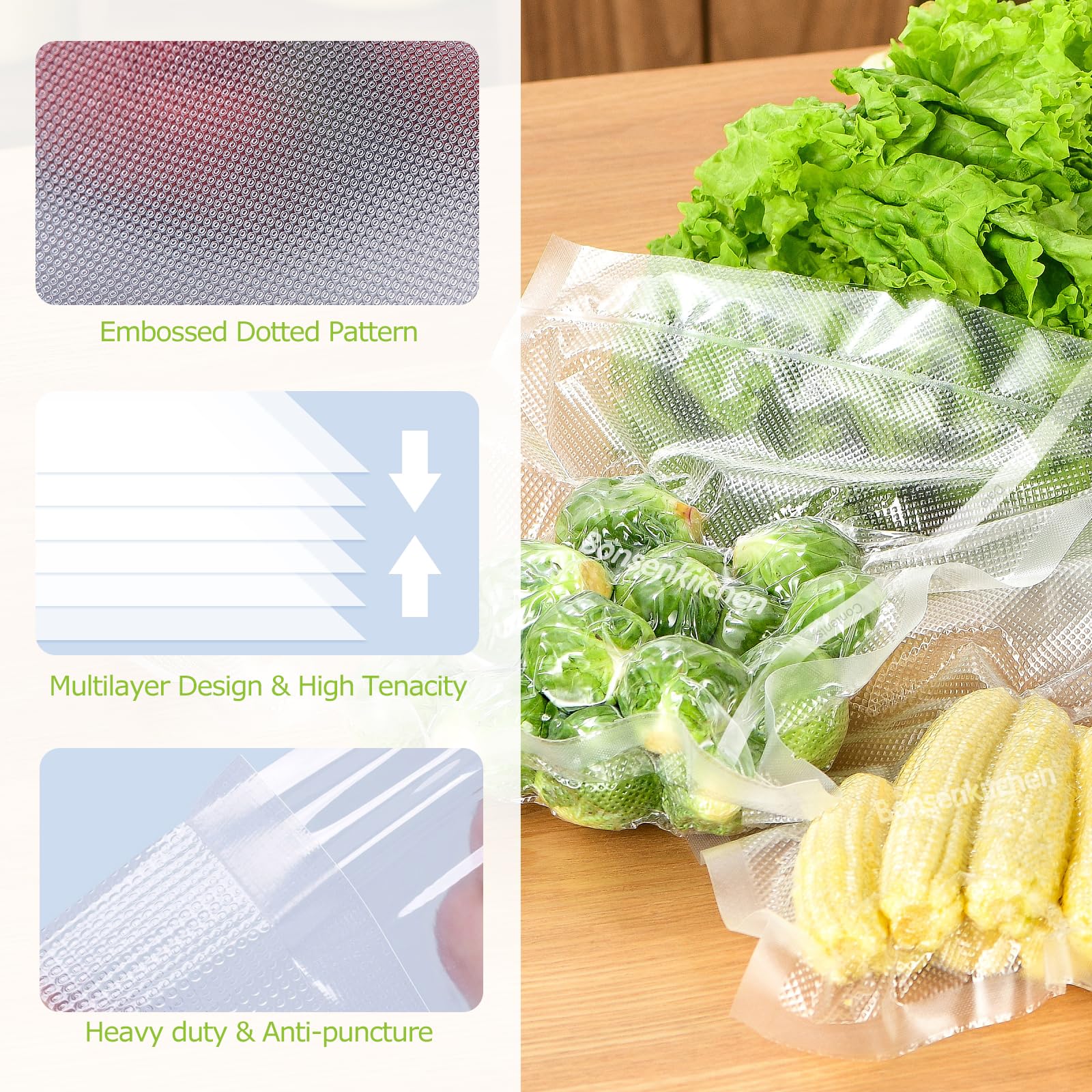 Bonsenkitchen customizable vacuum bags for precise bag lengths
