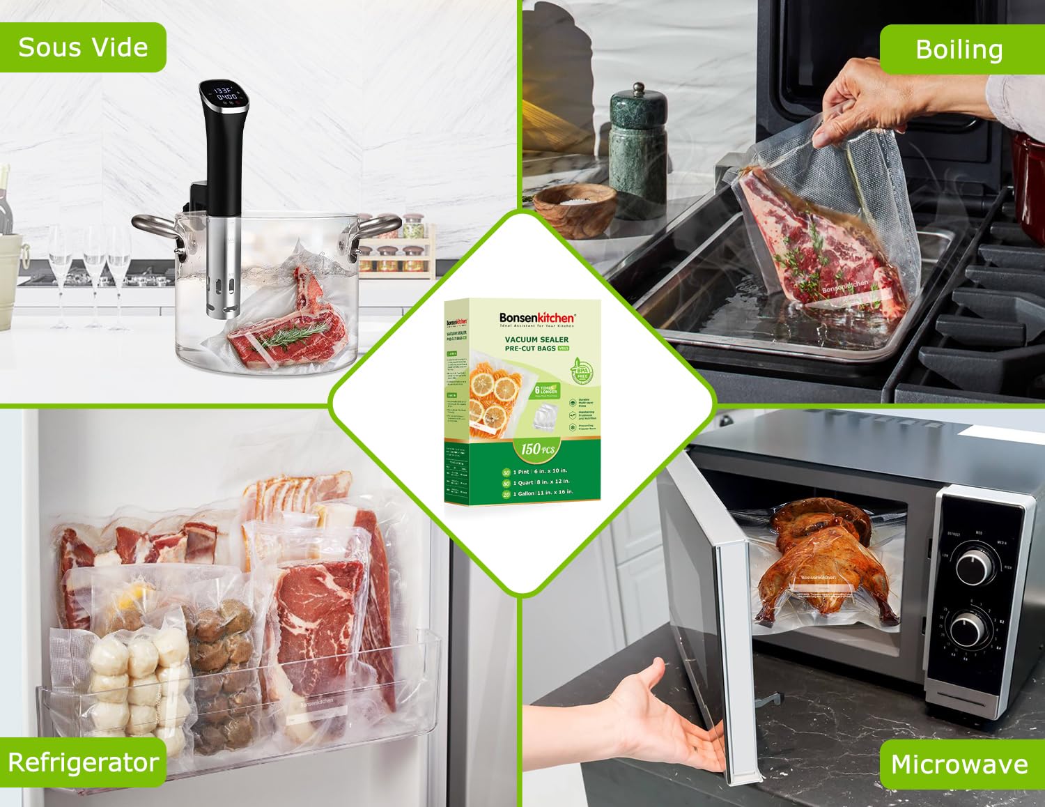 Bonsenkitchen bags ready-to-use simplify quick sealing and prep tasks