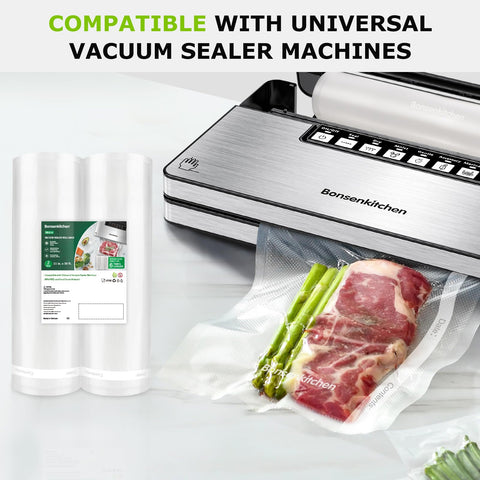 Bonsenkitchen 11x50ft bag roll with textured sides aids reliable air removal.