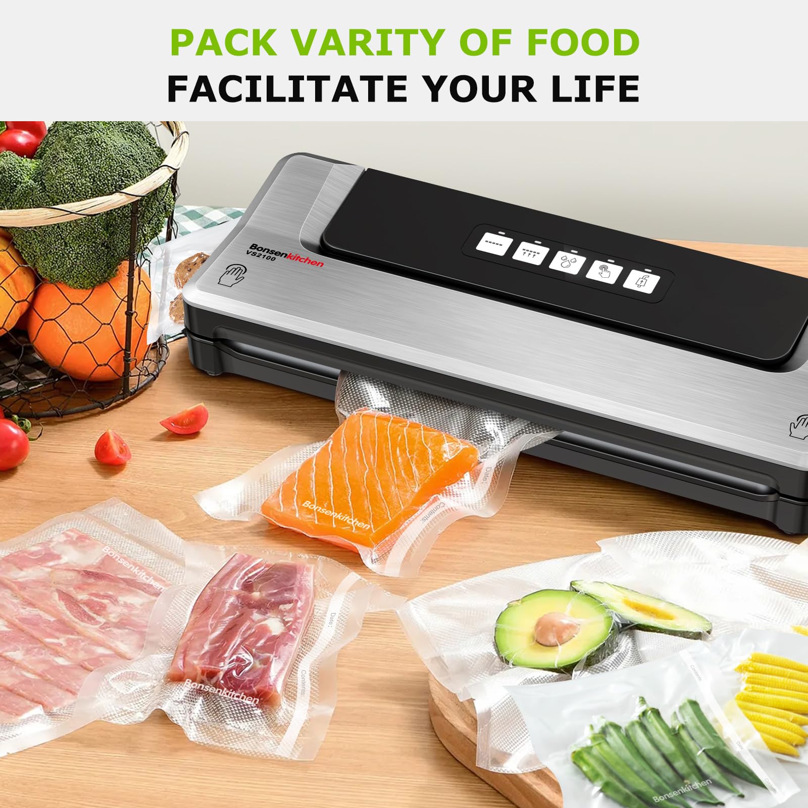 Bonsenkitchen bag roll helps save time by pre-portioning meals.