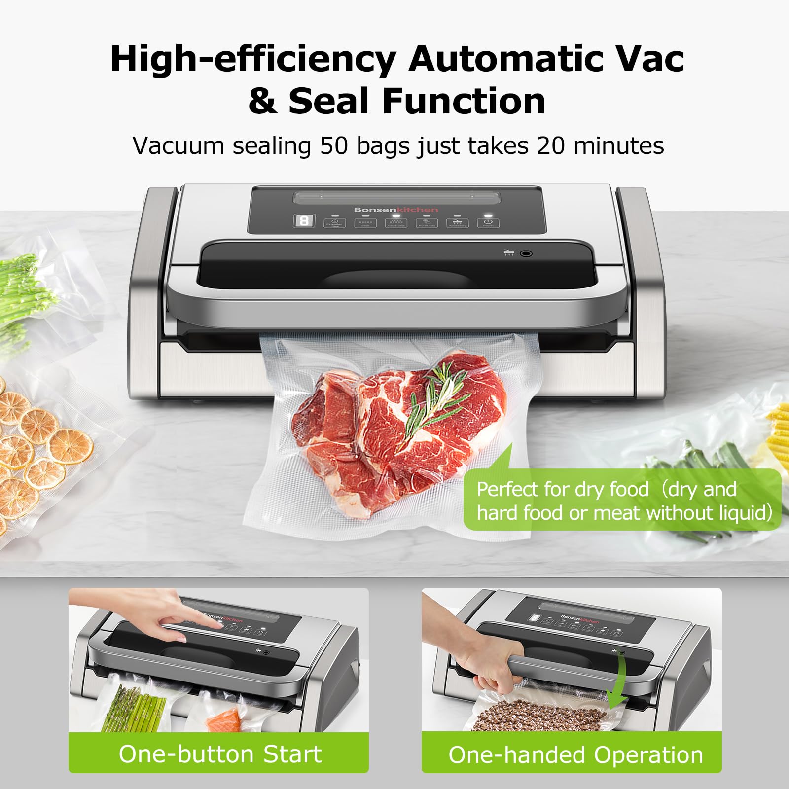 Bonsenkitchen vacuum sealer control panel for intuitive operation