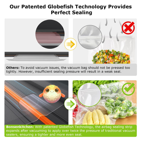 Bonsenkitchen vacuum sealer extended seal option ensures secure preservation