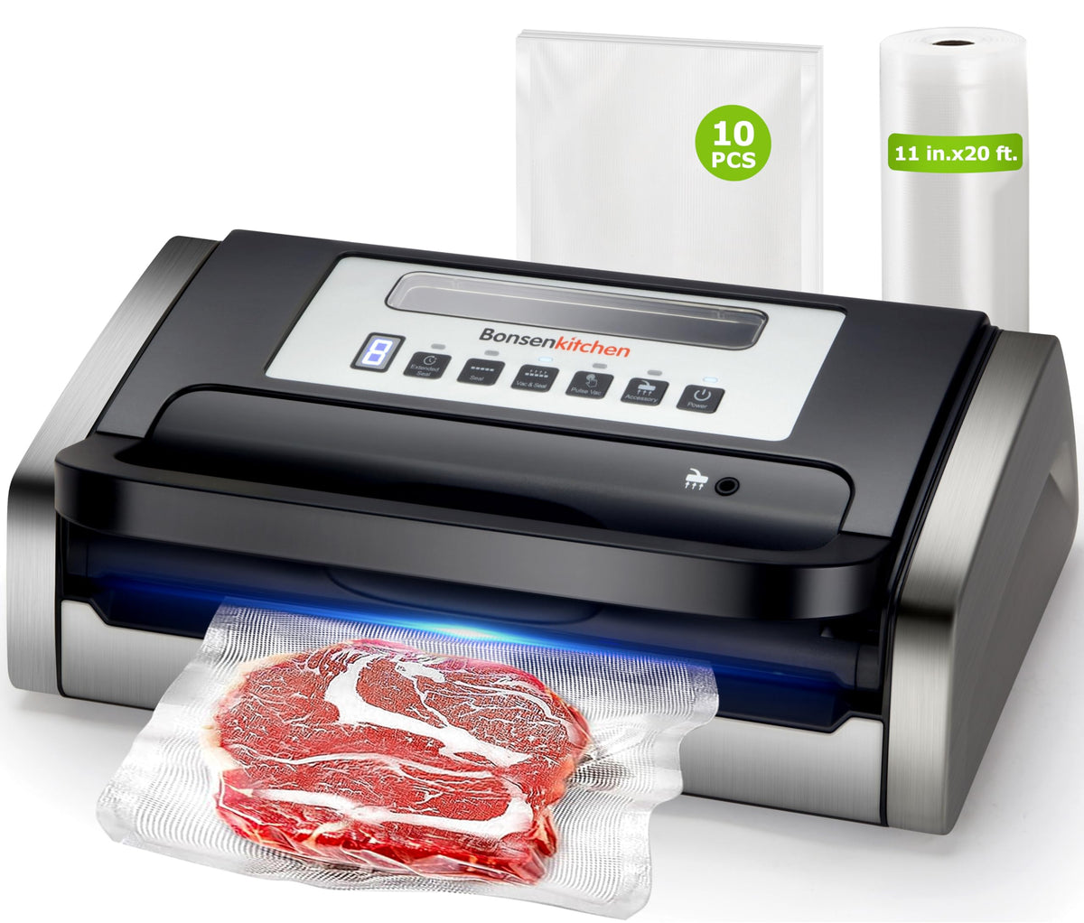 Bonsenkitchen vacuum sealer front view on a clean countertop