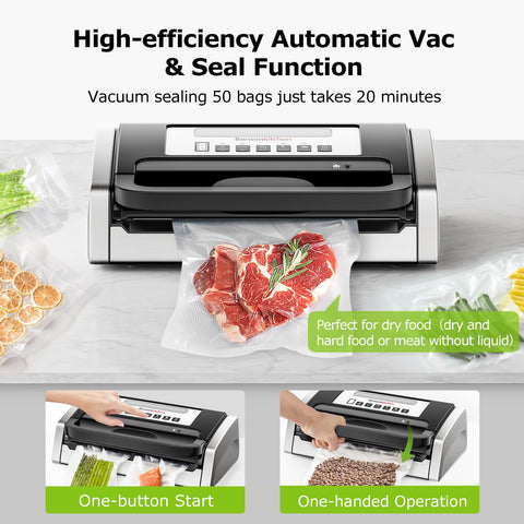 Bonsenkitchen vacuum sealer with Globefish technology ensures precise air removal