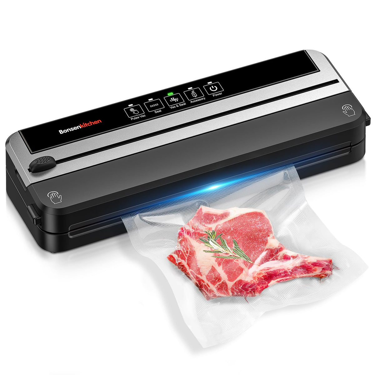 Bonsenkitchen vacuum sealer with built-in cutter sealing bags for fresher meals