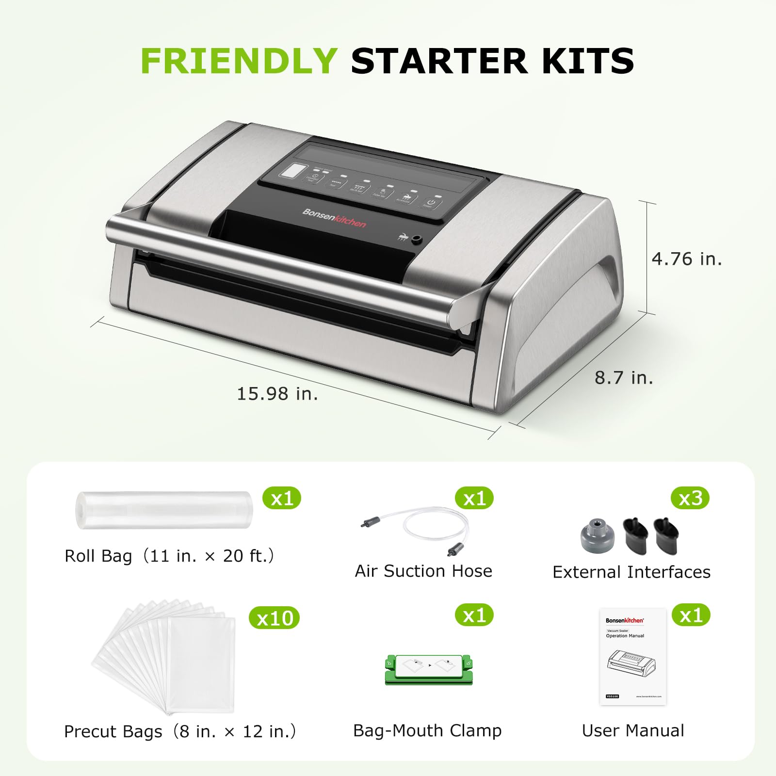 Multi mode vacuum sealer supports vac seal pulse and more