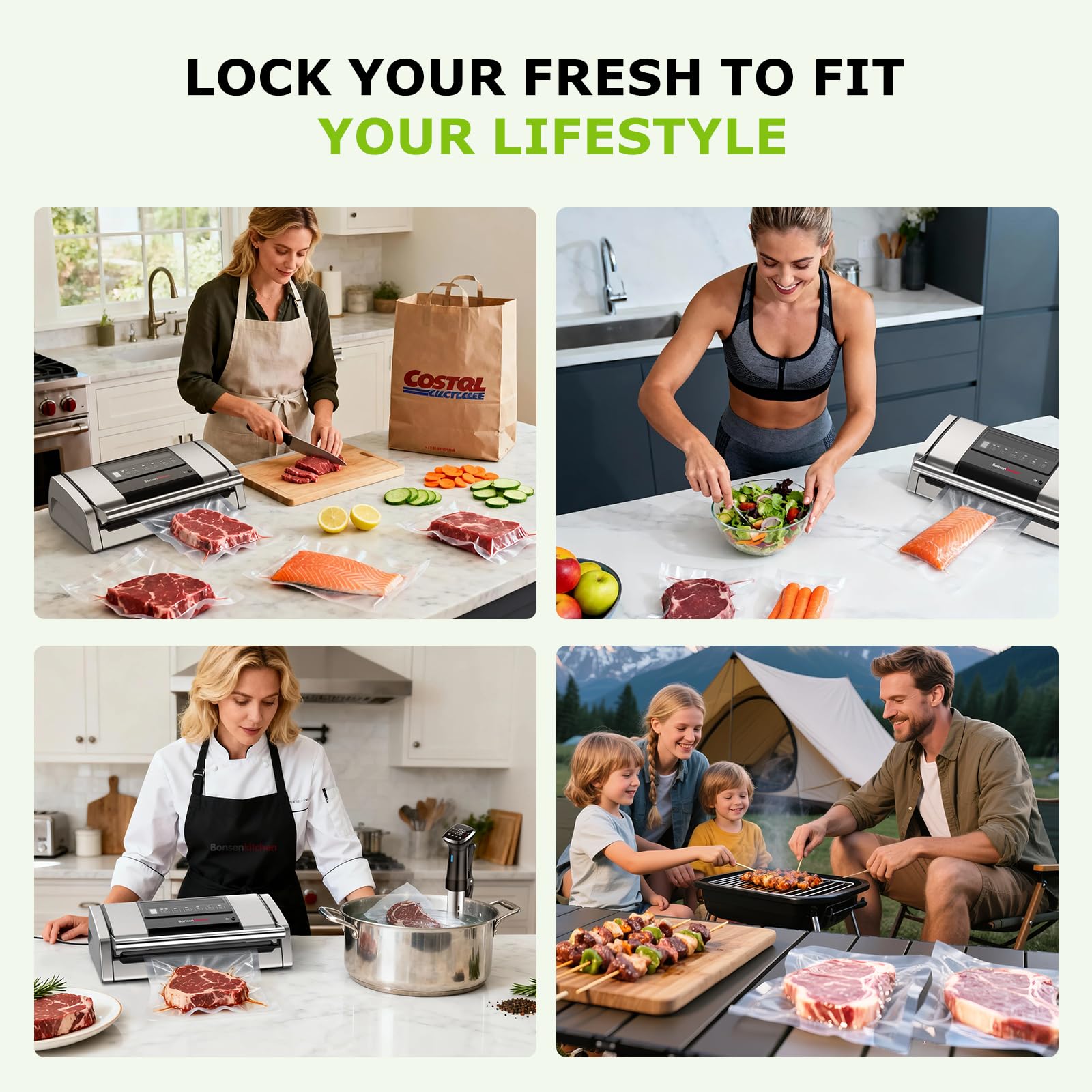 Bonsenkitchen vacuum sealer silver compact design for counters