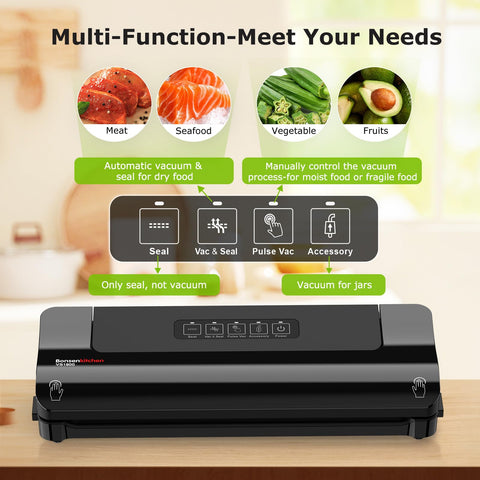 Bonsenkitchen vacuum sealer top panel with controls, highlighting quick operation.