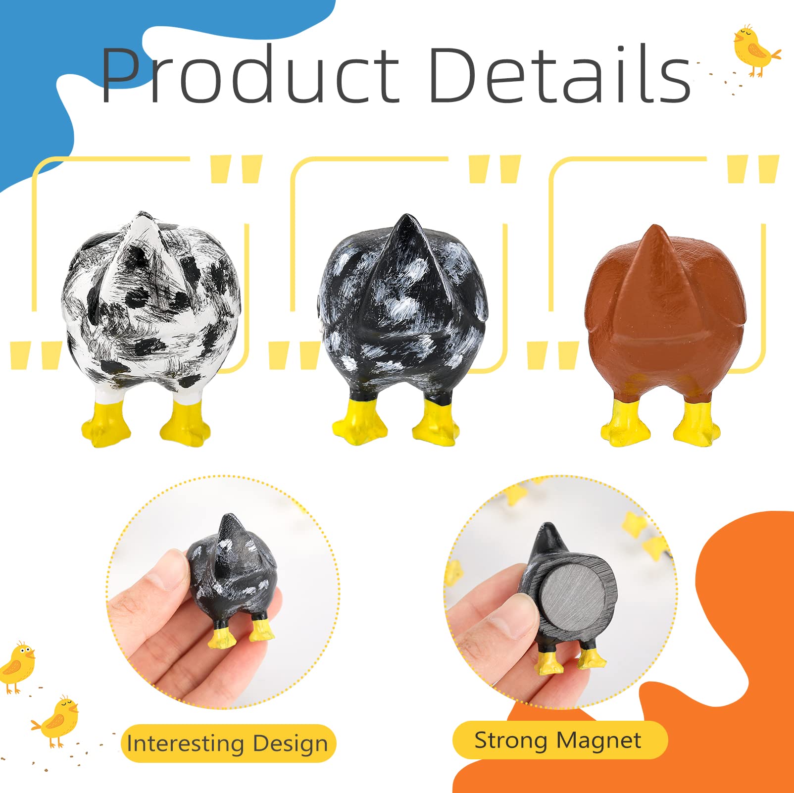 Bonuci fridge decoration chicken butt magnets to catch attention on whiteboards or lockers.