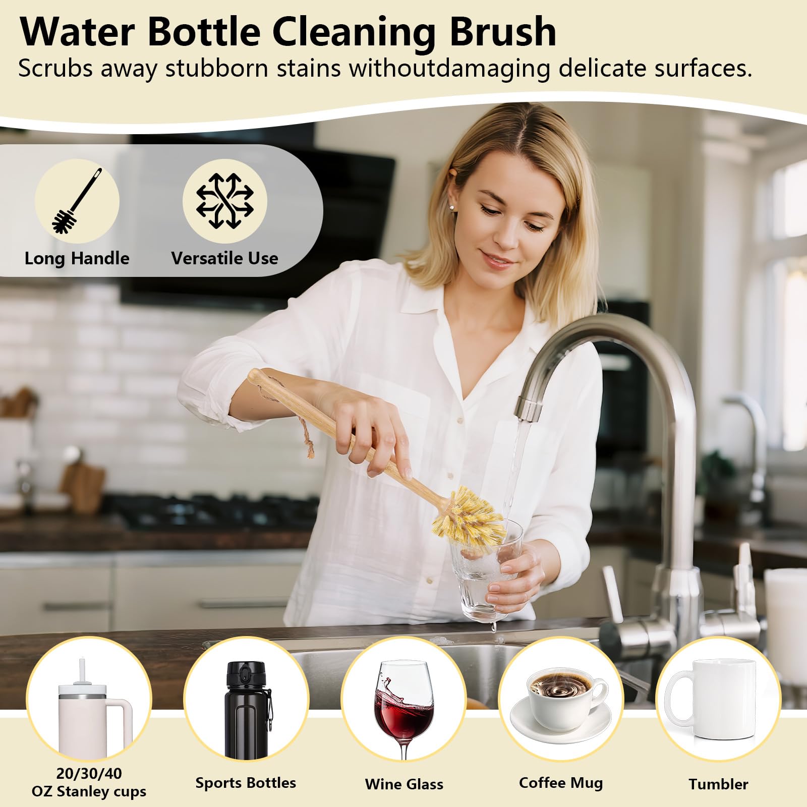 BONUMVITA replaceable-head dish brush extending tool life and reducing waste