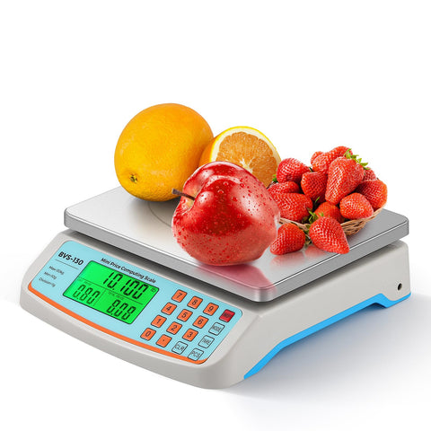 Bonvoisin commercial scale with 66 lb capacity and stainless pan for precise pricing.