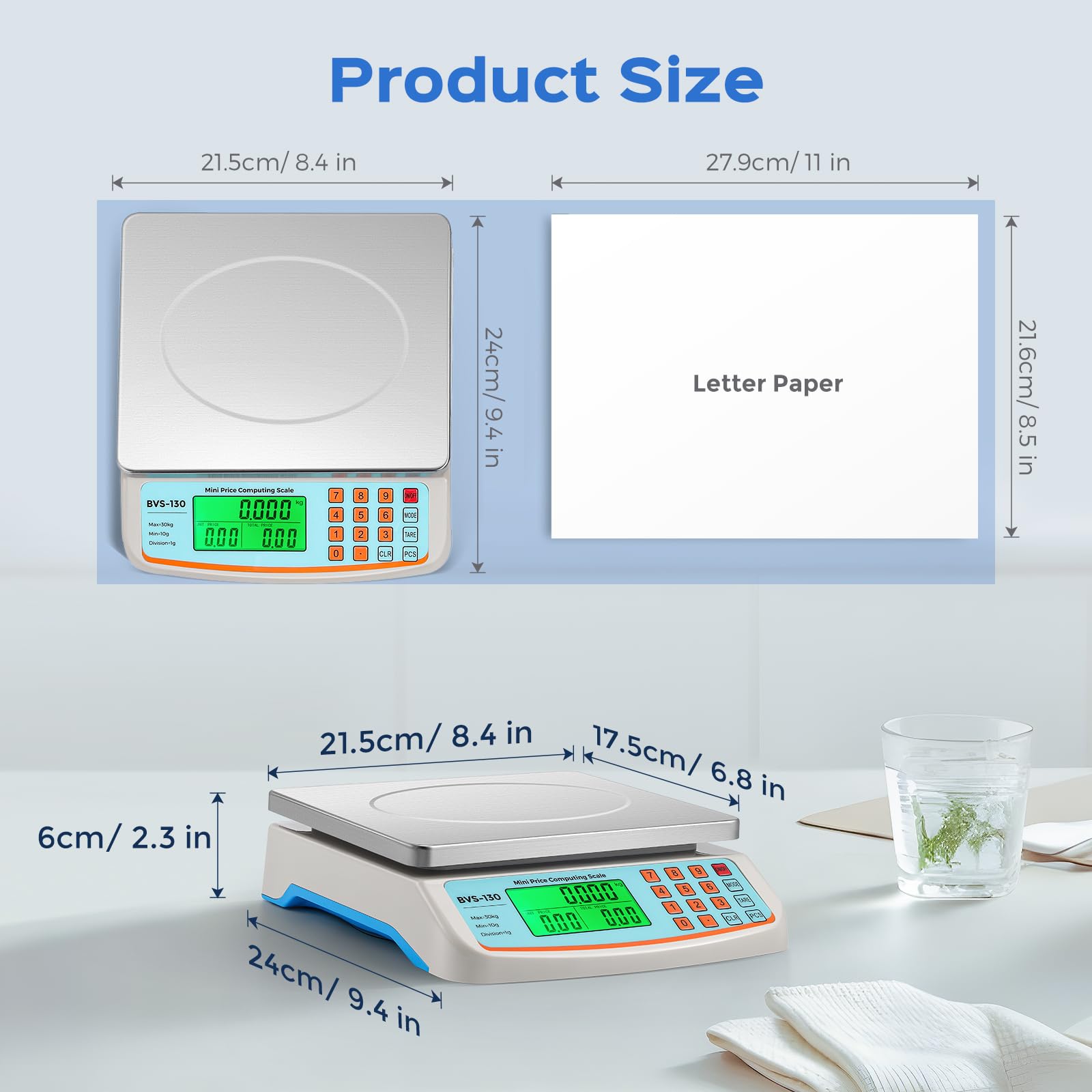 Bonvoisin scale features a green backlit LCD for clear readings.