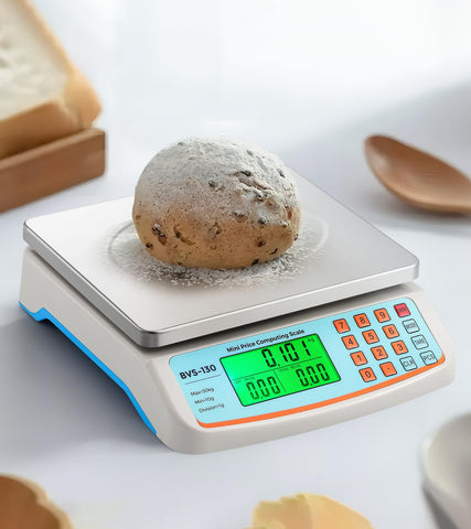 Bonvoisin scale tare function helps subtract container weight during weighing.