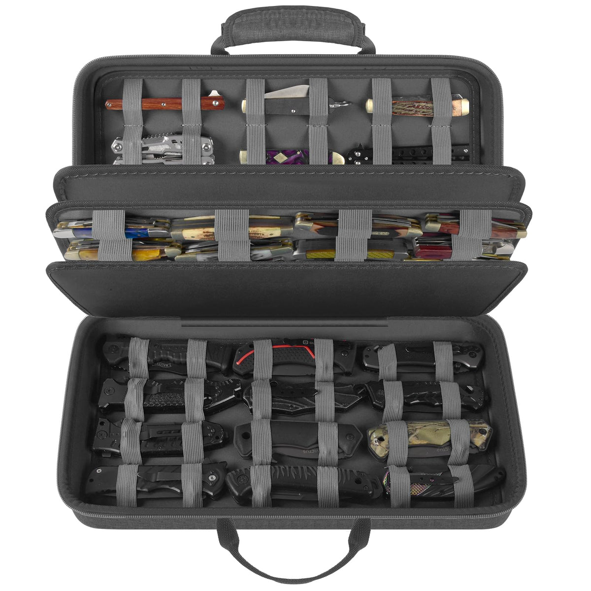 Boobowl knife display case showcasing 64+ knife capacity for organized collection.