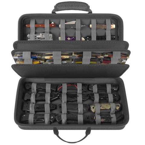 Boobowl knife display case showcasing 64+ knife capacity for organized collection.