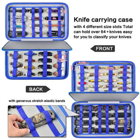 Boobowl knife display case blue interior offers easy access with clear slot layout