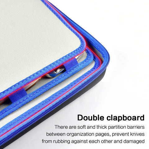 Boobowl knife display case blue slot-layout keeps varying blades organized