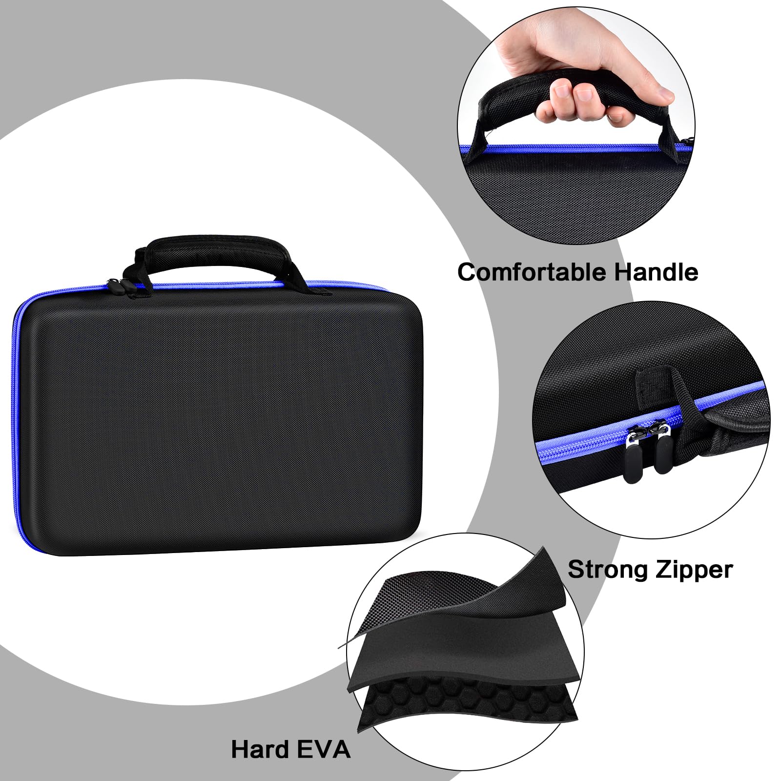 Boobowl knife display case blue zipper emphasizes smooth double zipper for fast access