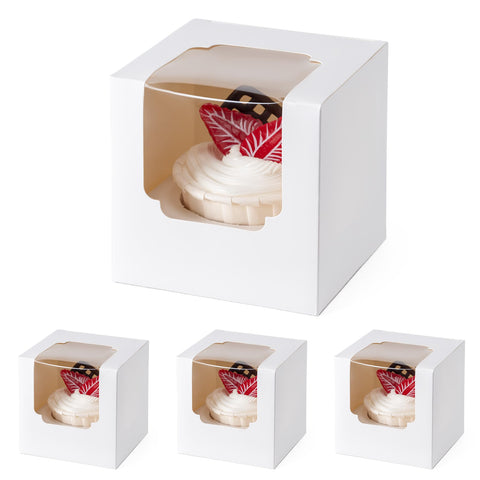 BOOMIBOO 75-pack cupcake containers with window showcase desserts while keeping them fresh.