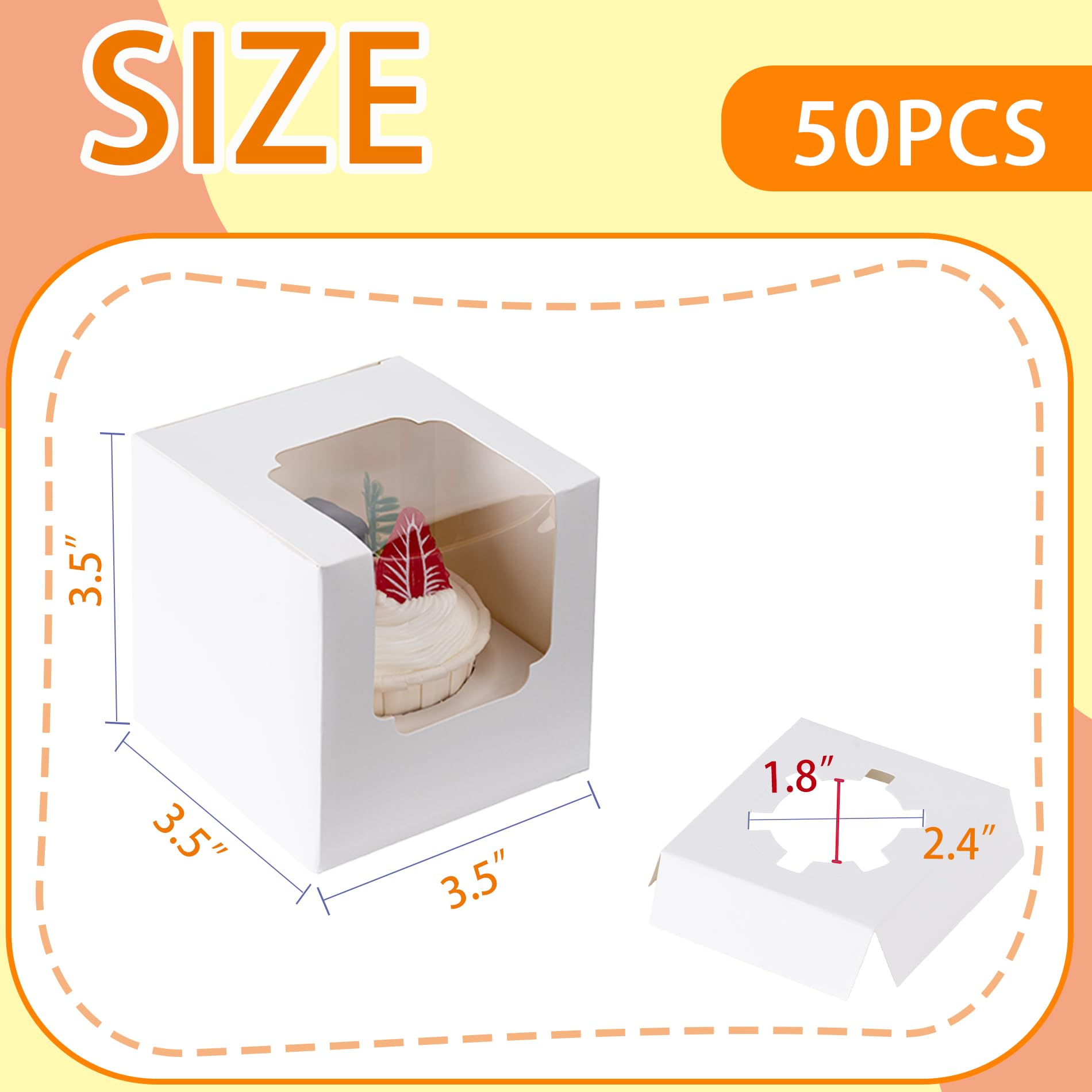 BOOMIBOO cupcake box showing pre-assembled bottom design for quick setup.