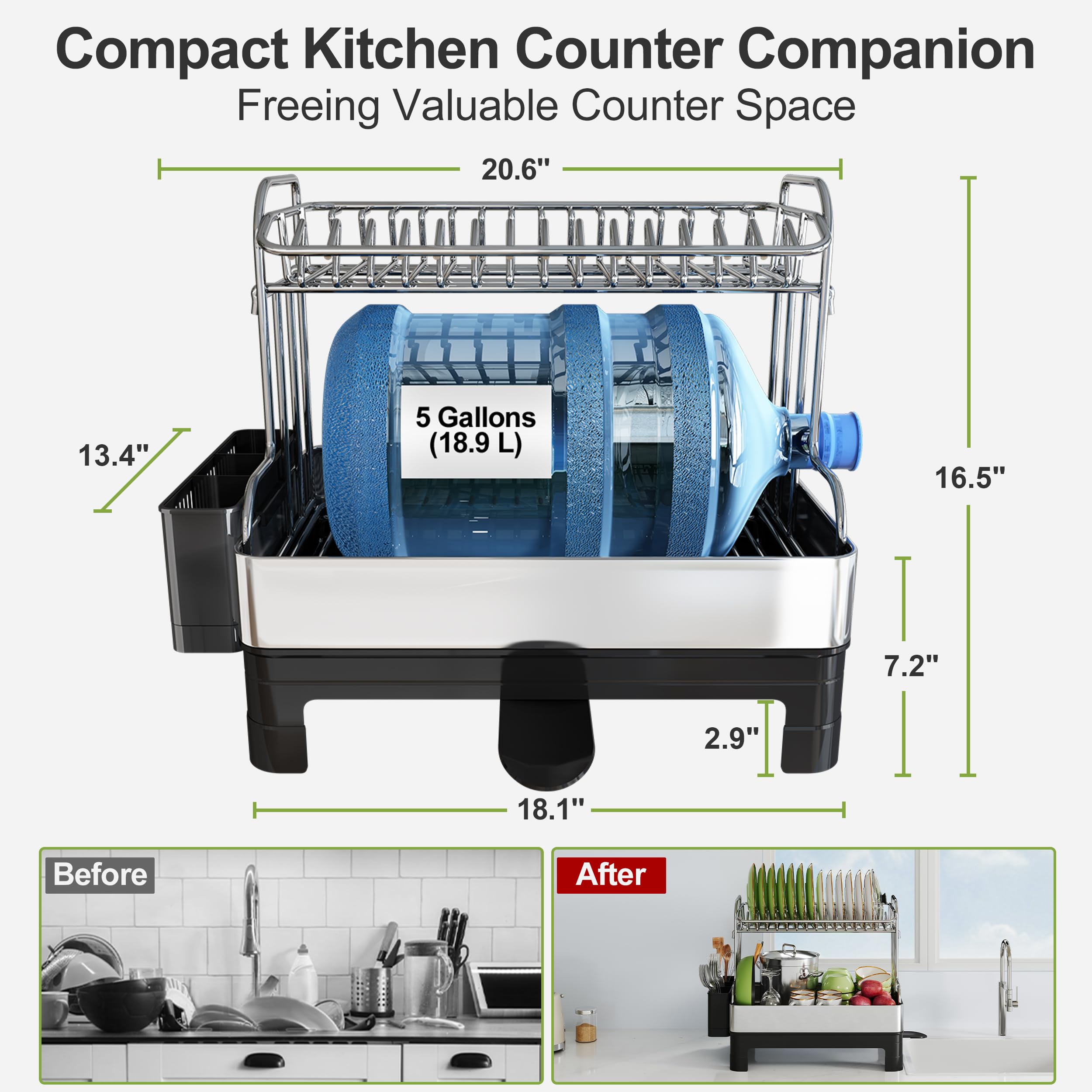 BOOSINY compact countertop rack demonstrates space-saving design for small kitchens