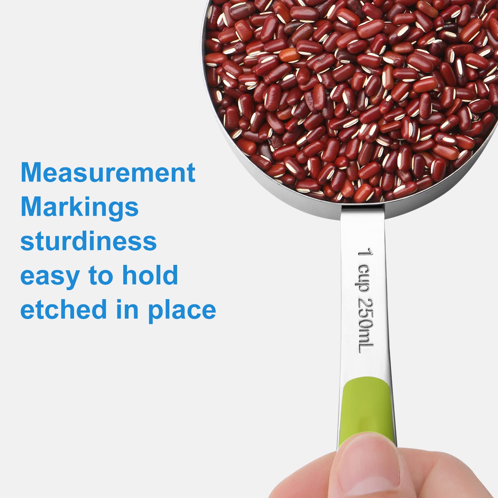 Bopei 1/2-cup stainless steel cup features etched size for quick reading.