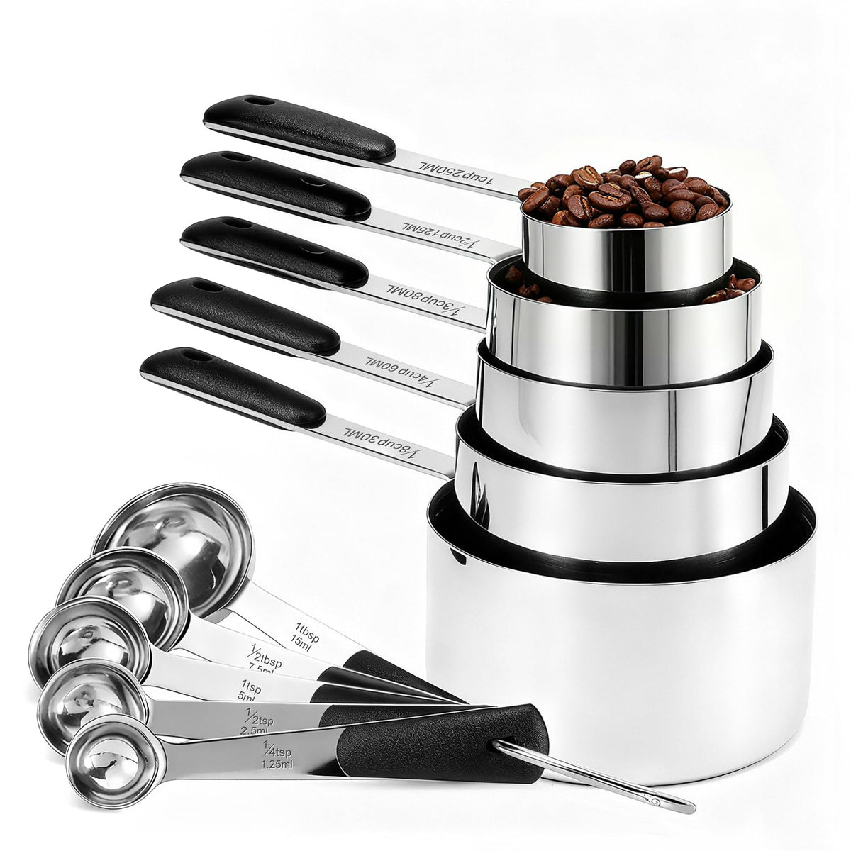 Bopei measuring cups 1 cup in stainless steel for precise dry measuring.