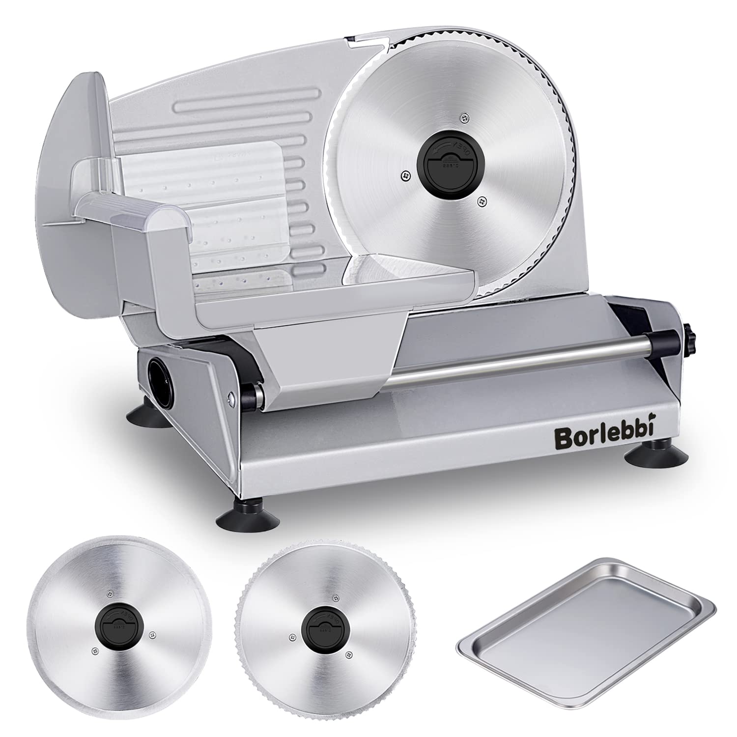 Borlebbi Meat Slicer blade close-up for precise, even slices.