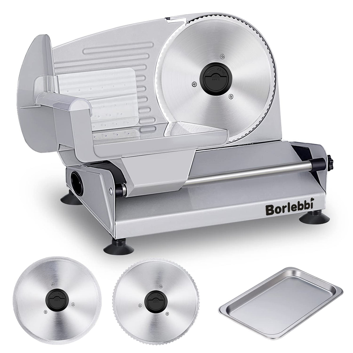 Borlebbi Meat Slicer blade close-up for precise, even slices.
