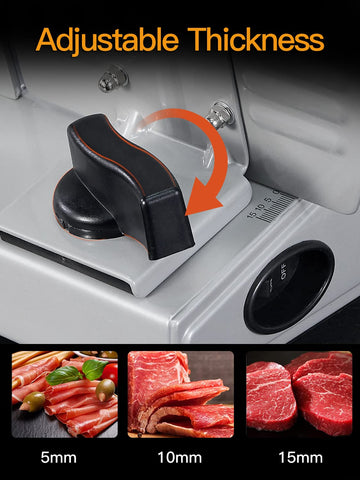 Borlebbi Meat Slicer die-cast aluminum body offers durability and easy cleaning.