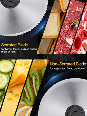 Borlebbi Meat Slicer stainless tray holds sliced portions neatly for serving.
