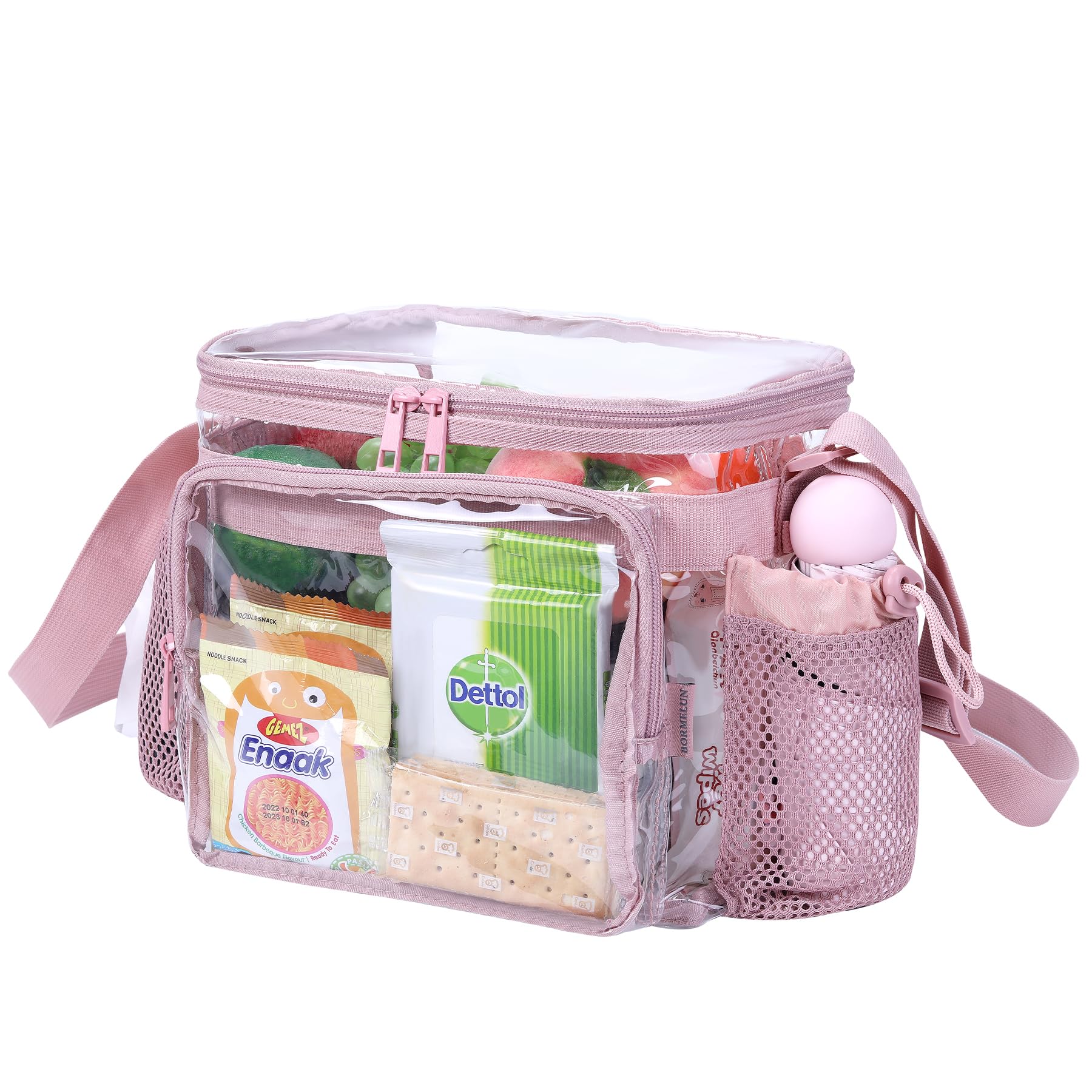 BORMELUN pink transparent lunch bag, stadium-ready security checks made simple.