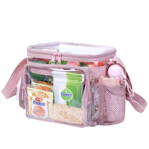 BORMELUN pink transparent lunch bag, stadium-ready security checks made simple.