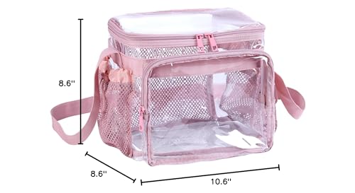 BORMELUN clear lunch bag pink, easy quick inspections at venues.