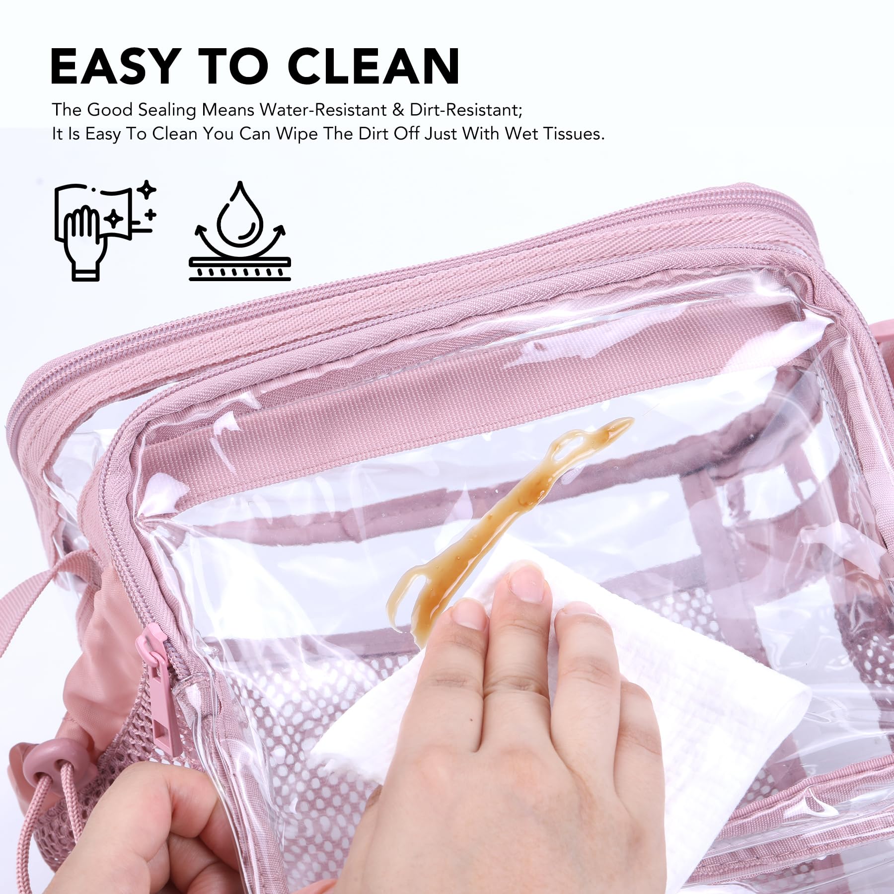 BORMELUN transparent lunch bag, large capacity for meals and snacks.