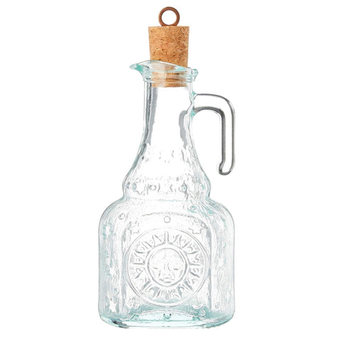 Bormioli Rocco Helios oil bottle front view showing 8-ounce capacity for easy pouring