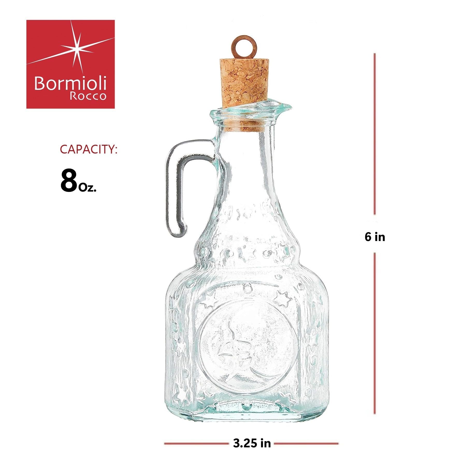 Bormioli Rocco Helios oil bottle side profile in a modern kitchen
