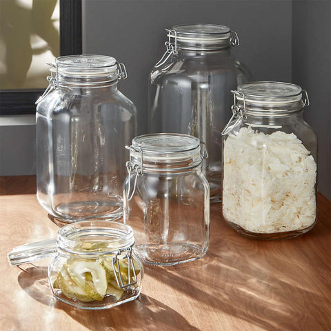 Clear glass Fido jar showing contents for easy identification