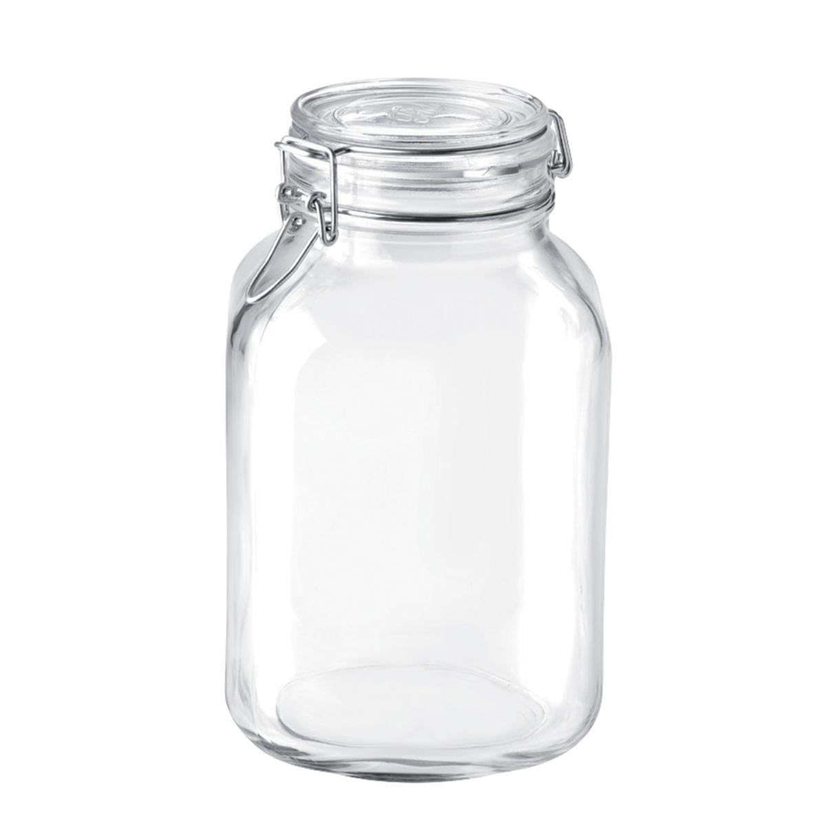 Bormioli Rocco Fido square jar with 3-liter capacity for pantry storage and freshness.