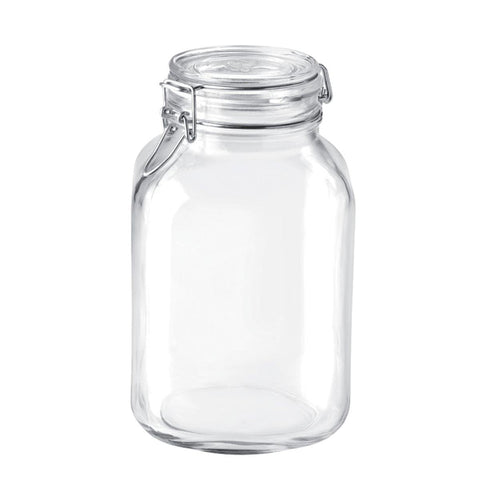 Bormioli Rocco Fido square jar with 3-liter capacity for pantry storage and freshness.