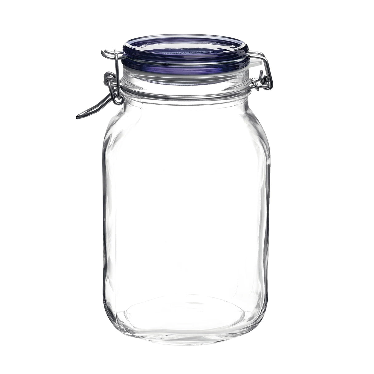 Bormioli Rocco Fido square jar with blue lid for airtight pantry storage