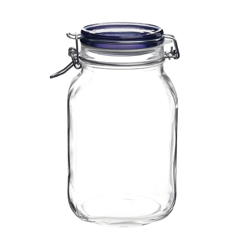 Bormioli Rocco Fido square jar with blue lid for airtight pantry storage
