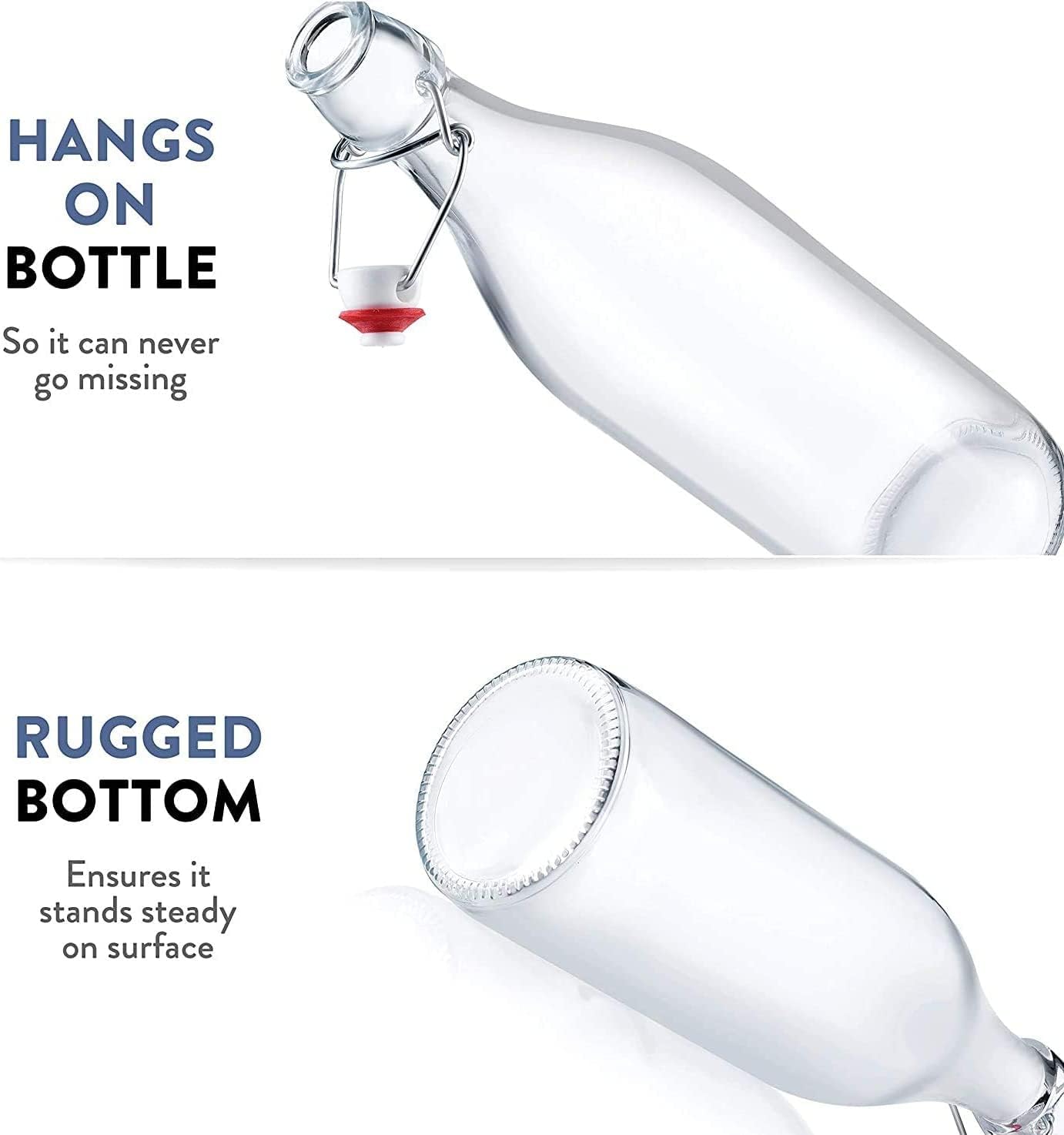 Clear Giara bottle stores homemade juices with elegant, reusable glass.