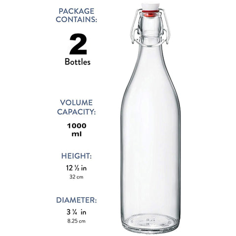 Bormioli Rocco Giara bottle pour with narrow neck for precise, spill-free serving.