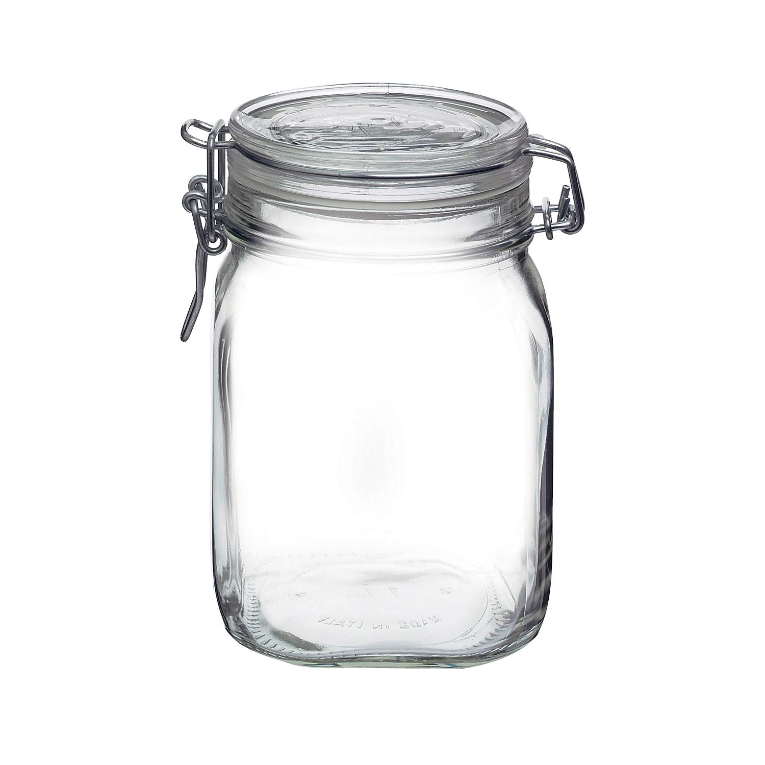 Bormioli Rocco leak-proof closure protects liquids and dry goods during storage.
