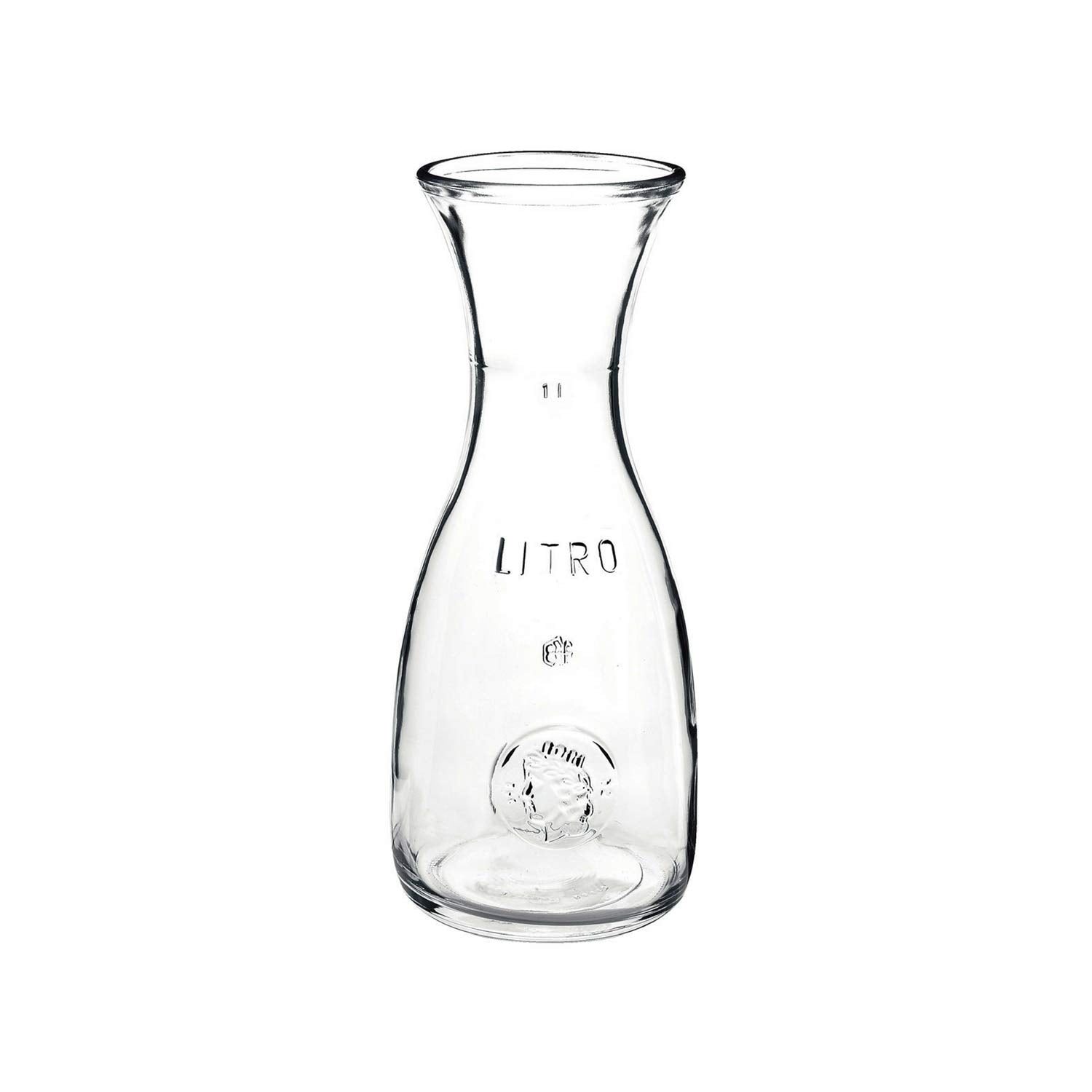 Bormioli Rocco Misura carafe with embossed marking for easy beverage identification