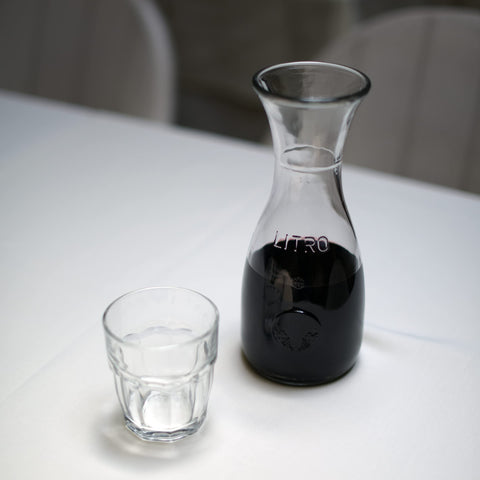 Compact carafe fits easily in a refrigerator door