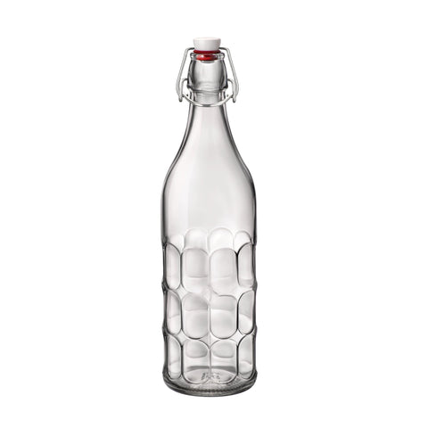 Swing-top seal on the Moresca bottle preserves aroma and prevents spills
