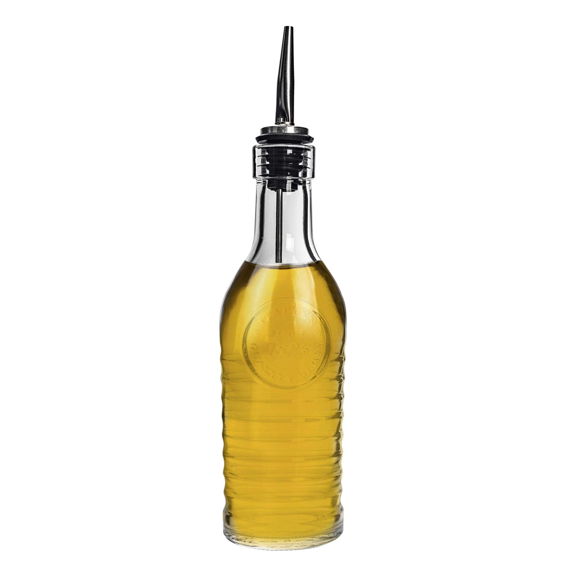 Bormioli Rocco Officina 1825 olive oil bottle with precise pouring for kitchen efficiency.