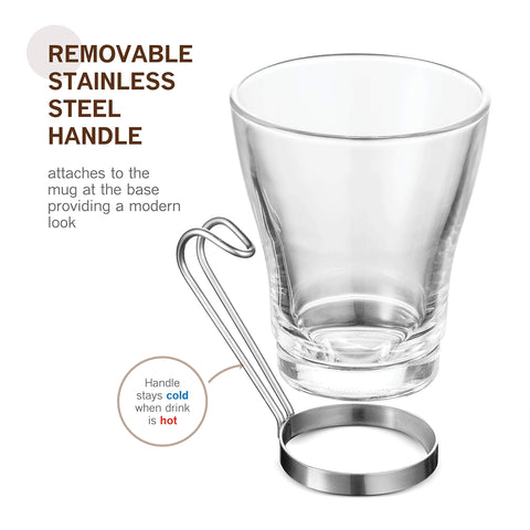 Bormioli Rocco Oslo tempered glass cups show coffee layers clearly.